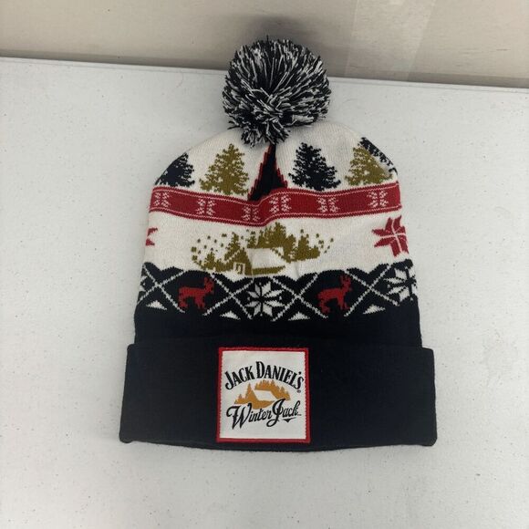 Jack Daniels Winter Jack Toboggan Puff Ball Beanie Hat NWOT - Picture 1 of 2